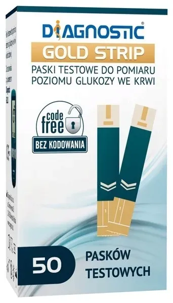 Paski Testowe Diagnostic Gold Strip 50 sztuk do glukometru Gold i Gold Care