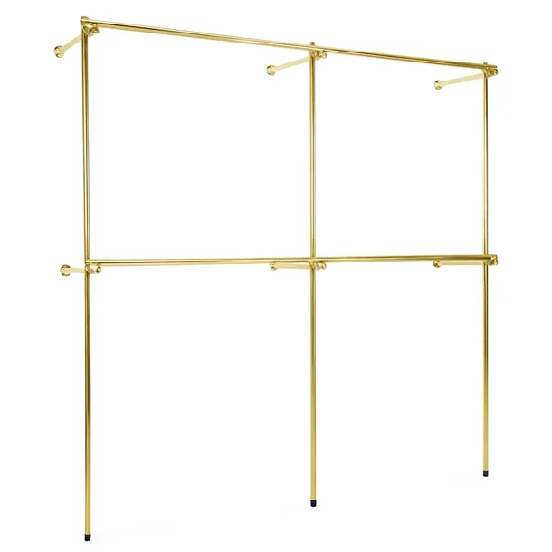 REGAŁ PRZYŚCIENNY NA ODZIEŻ ZŁOTY 200x200x40cm WIESZAK NA UBRANIA GOLD c1