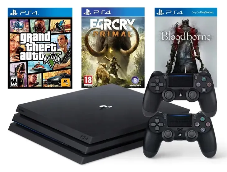 MEGA ZESTAW Konsola Sony PlayStation 4 Pro 1TB + 2 PADY SONY + ZESTAW GIER
