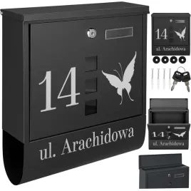 czarna-skrzynka-na-listy-i-poczte-ozdobiona-wzorem