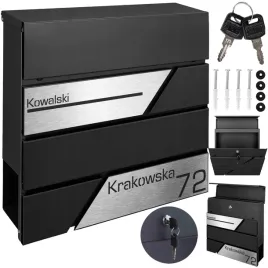 czarna-skrzynka-pocztowa-typu-tuba-na-listy-z-adresem-precyzyjnie-wycietym-laserowo-oraz-systemem-cichego-domykania