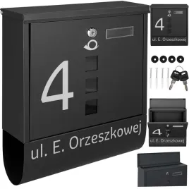 czarna-skrzynka-na-listy-z-tuba-ozdobiona-wzorem-i-napisem