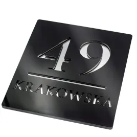 tabliczka-z-numerem-domu-i-ulica-3d-czarny-polysk-srebro-lustro-145x165