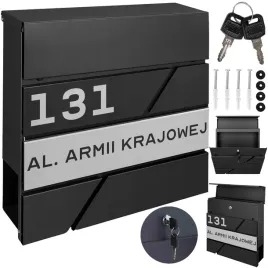 czarna-skrzynka-na-listy-zintegrowana-z-gazetnikiem-oferujaca-mozliwosc-umieszczenia-adresu-wedlug-wzoru