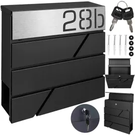 czarna-skrzynka-pocztowa-z-numerem-i-gazetnikiem-wyposazona-w-adres-wycinany-laserowo