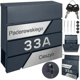 antracytowa-skrzynka-na-listy-personalizowana-laserowo-wycinanym-adresem-i-numerem
