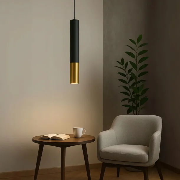 lampa-led-wiszaca-sufitowa-tuba-spot-czarno-zlota-podluzna-regulacja-3w-dlugosc-wysokosc-30-cm