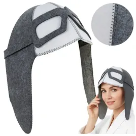 czapka-do-sauny-filcowa-szara-pilotka-unisex-ochrona-glowy-i-wlosow
