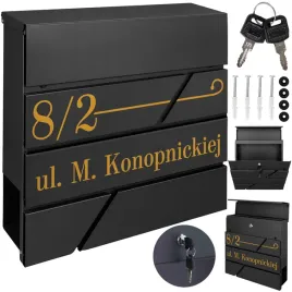 skrzynka-na-listy-i-gazety-czarna-zloty-wzor