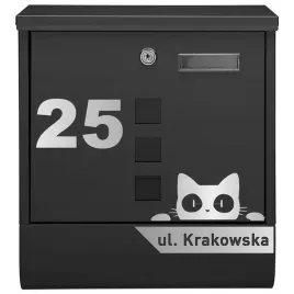 czarna-skrzynka-pocztowa-na-listy-i-korespondencje-z-wzorem-2-kotek-laminat-srebrny