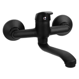 czarna-bateria-umywalkowa-i-kuchenna-scienna-z-dluga-wylewka-obracajaca-sie-o-180