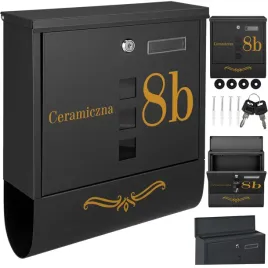 czarna-skrzynka-pocztowa-z-tuba-na-listy-ozdobiona-zlotym-wzorem