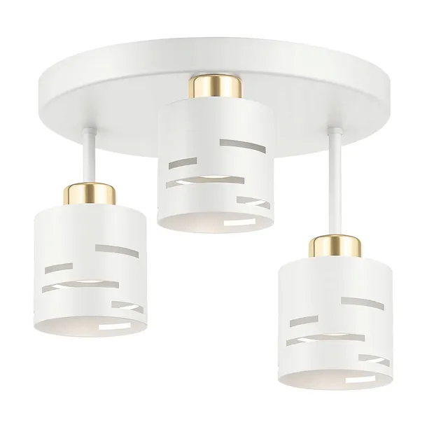 Lampa sufitowa wisząca Żyrandol PLAFON 3xE27 BIAŁA ZŁOTA glamour