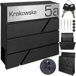 czarna-skrzynka-pocztowa-z-numerem-i-gazetnikiem-wyposazona-w-adres-wycinany-laserowo