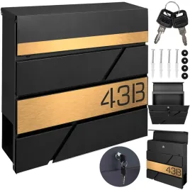 nowoczesna-skrzynka-na-listy-w-kolorze-czarnym-ze-zlotym-napisem-z-mozliwoscia-personalizacji-i-gazetnikiem