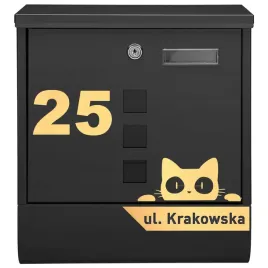 czarna-skrzynka-pocztowa-na-listy-i-korespondencje-z-wzorem-2-kotek-laminat-zloty
