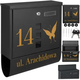 czarna-skrzynka-pocztowa-ze-zlotym-wzorem