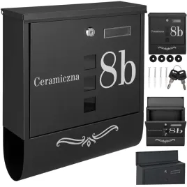 czarna-skrzynka-pocztowa-z-miejscem-na-listy-wyposazona-w-tube-na-gazety-oraz-ozdobny-wzor