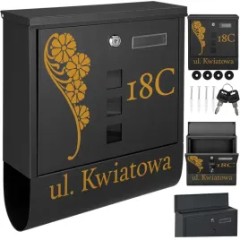 czarna-skrzynka-pocztowa-ze-zlotym-wzorem