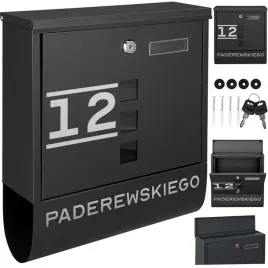 skrzynka-pocztowa-na-korespondencje-tuba-czarna-ulica-numer-adres