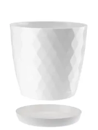 doniczka-oslonka-plastikowa-z-podstawka-14-cm-bialy-polysk-wzor-karo-romby