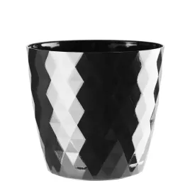 doniczka-oslonka-plastikowa-cristal-16-cm-czarny-polysk-geometryczny-wzor