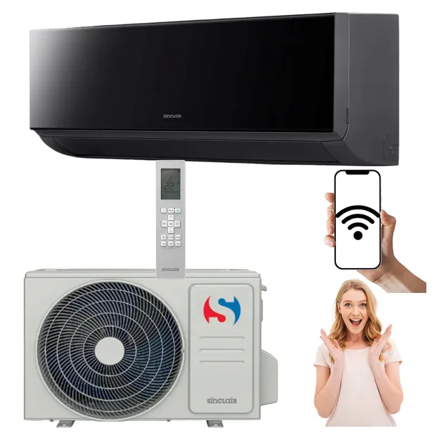 Klimatyzacja ścienna domowa Sinclair SKY3 3,2 kW 40m2 CZARNA WiFi GRZAŁKA