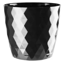 doniczka-oslonka-plastikowa-cristal-20-cm-czarny-polysk-geometryczny-wzor
