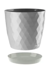 doniczka-oslonka-plastikowa-z-podstawka-14-cm-szary-polysk-wzor-karo-romby