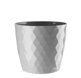 doniczka-oslonka-plastikowa-cristal-14-cm-szary-polysk-geometryczny-wzor
