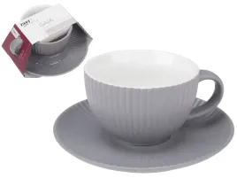 filizanka-ze-spodkiem-z-porcelany-170-ml-szary-matowy-ryflowany-wzor-prazki