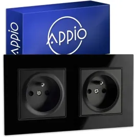 kontakt-czarne-gniazdko-elektryczne-2-z-bolcem-podwojne-fi60-ramka-szklana