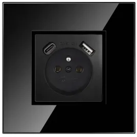 gniazdo-gniazdko-szklane-pojedyncze-czarne-bolcem-podtynkowe-usb-c-premium