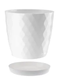 doniczka-oslonka-plastikowa-z-podstawka-16-cm-bialy-polysk-wzor-karo-romby