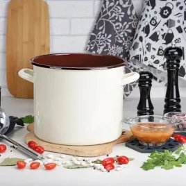garnek-emaliowany-polewany-gladki-gordon-22-cm-60-l-kremowy-brazowy-srodek