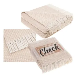 koc-150x200-pled-miekki-wafel-pakowany-bezowy-bawelniany-z-fredzlami-check