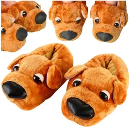 pluszowe-kapcie-36-meskie-psy-pieski-brazowe-ciapy-kundelki