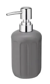 dozownik-do-mydla-z-pompka-lino-ceramiczny-360-ml-szary-mat-tloczony-wzor