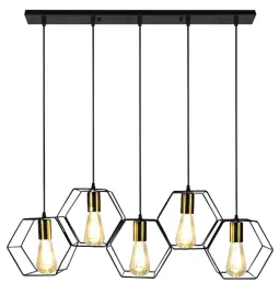 lampa-wiszaca-3d-druciana-plaster-miodu-czarna