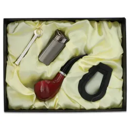 zestaw-fajka-drewniana-tradycyjna-niezbednik-akcesoria-stojak-zapalniczka