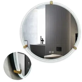 okragle-lustro-led-z-rama-dekoracyjna-i-zlotymi-uchwytami-60-cm