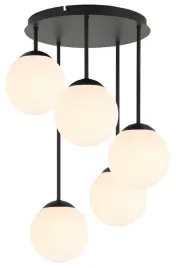 lampa-sufitowa-wiszaca-czarna-okragla-piec-bialych-kloszy-kula-5-x-e27