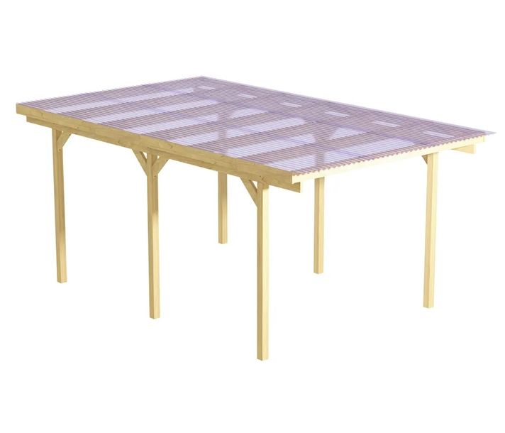 WIATA GARAŻOWA 300×500 – DREWNIANA – DACH PVC – PEŁNY ZESTAW