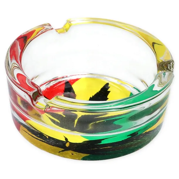 SZKLANA POPIELNICZKA KLASYCZNA Z MOTYWEM RASTA 8,4 cm