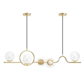 lampa-wiszaca-sufitowa-zlota-elegancka-szklane-transparentne-klosze-5x-e27