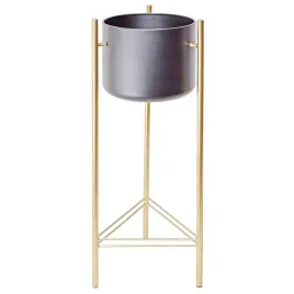 kwietnik-metalowy-zloty-stojak-szara-doniczka-h66