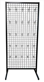 stojak-ekspozytor-czarny-haczyki-krata-dwustronna