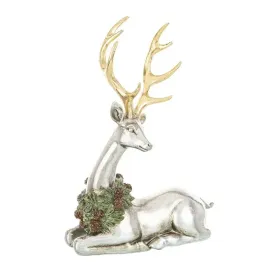 figurka-renifer-lezacy-22x16x9-srebrny-ze-zlotym-porozem