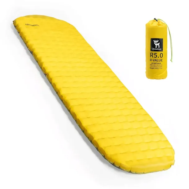Mata do spania materac samopompujący 630g 200x58x8cm QUNATURE 84004 ZÓŁTY L