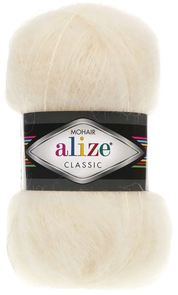 Włóczka Alize Mohair Classic - 01 PERŁOWY - 200m/100g 25% Moher 24% Wełna
